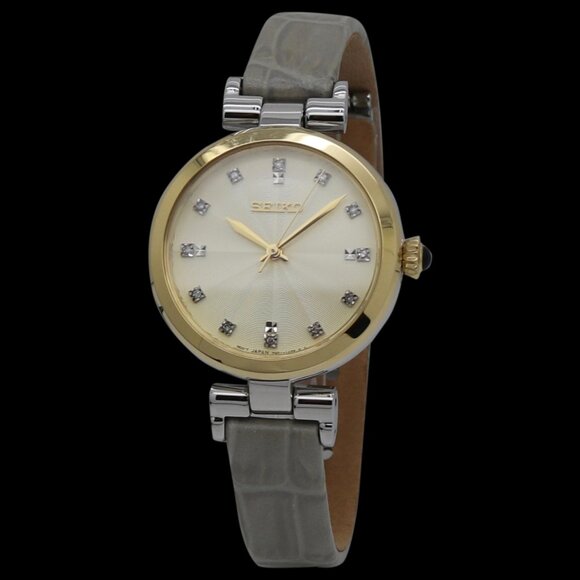 Seiko Quartz Grey Leather Strap Ladies Watch SRZ546P1 - Picture 1 of 1